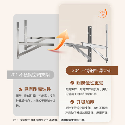 Beishi is suitable for Midea air conditioner stainless steel air conditioner outdoor unit bracket outdoor unit air conditioner rack 304 stainless steel air conditioner bracket thickened outdoor unit outer frame air conditioner rack standard version 1-1.5P universal with stainless steel screws