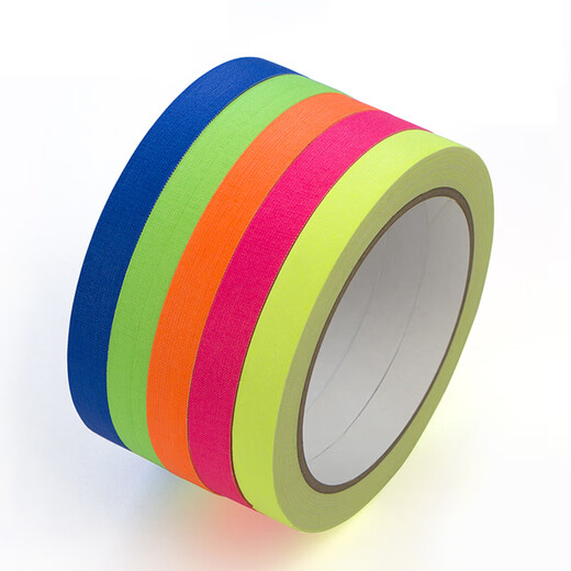 Zhenyan Matte cloth base tape Stage positioning mark Hand-pulled tape Film and television photography tape Colorful fluorescent cloth base tape 24mm*10m5 roll 1 roll