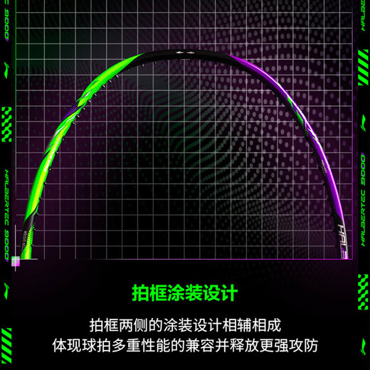 李宁（LI-NING） 雷霆100专业碳纤维进攻型羽毛球拍雷霆80【球星同款高端拍】战戟 4U-战戟9000绿紫 （穿线请备注）