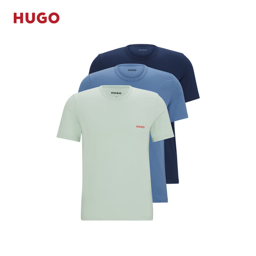 BOSS雨果【打底T恤三件套】男士棉质徽标短袖T恤 983 L