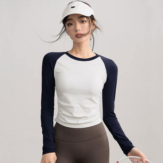 Xue Qianman yoga clothing top women's contrasting color sports long-sleeved Pilates training clothing quick-drying running fitness clothing autumn and winter