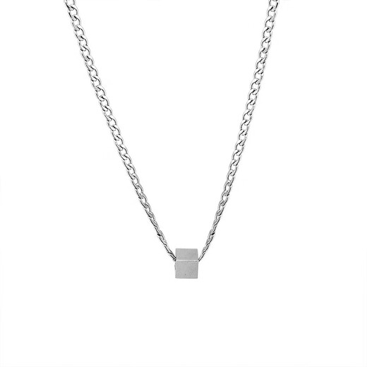 MOLC Wang Yibo's same style square necklace for men, trendy titanium steel, versatile personality, senior couple gives boyfriend a Christmas birthday gift, square necklace L0084