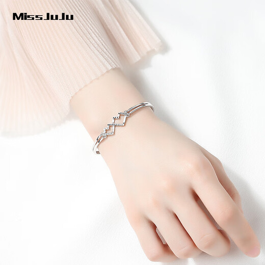 Miss JuJu pt950 platinum heart-to-heart bracelet for women, platinum fashionable and versatile bracelet, weight 8.5-8.7g