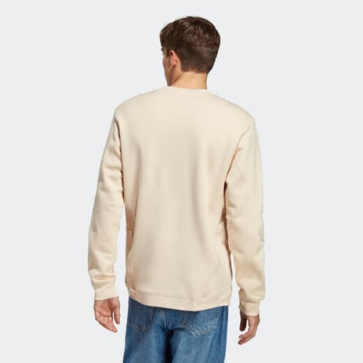 Adidas men's casual long-sleeved spring and autumn tops round neck pullover versatile sports running daily white IC9734 Beige S suitable for bust 87-92cm