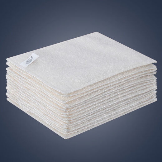 Korean bamboo fiber dishwashing cloth, non-stick oil, 10 large rags, absorbent, lint-free, thickened, oil-free dishwashing towel, double layer, 27X30cm (white/5 pieces)