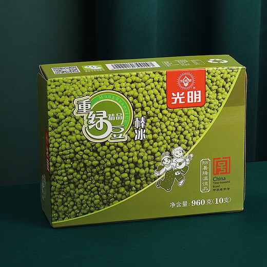 Guangming brand premium heavy mung bean popsicle 96g*10 pieces, mint refreshing taste popsicle, cold drink ice cream family pack