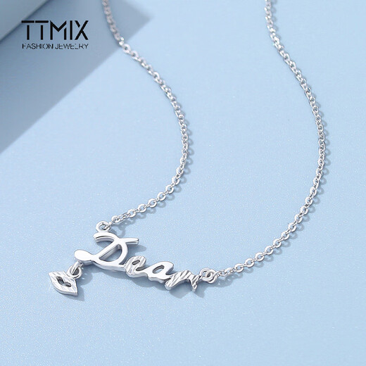 TTMIX personalized platinum chain set pt950 women's platinum necklace letter dear design for girlfriend C style 3.5-3.7g 43+3cm