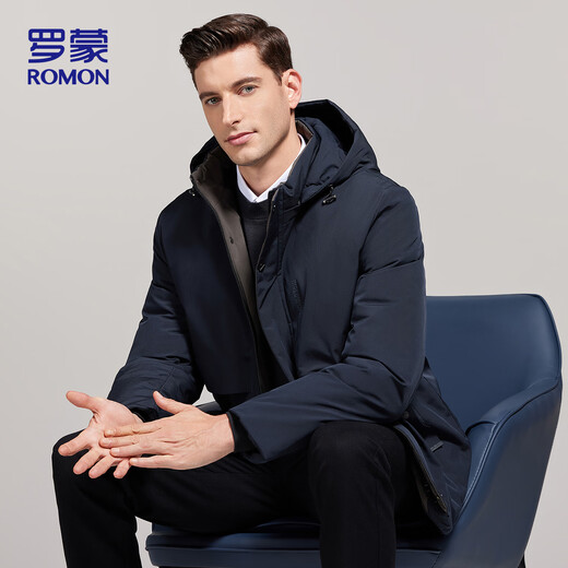 罗蒙（ROMON）棉服男士冬季潮流商务棉衣保暖棉袄外套中老年爸爸装MF78藏青XL