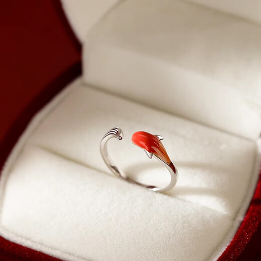 Hongzhuangnuo Lucky Koi Landing Silver Ring Female Entrance Exam Good Luck Student Ring Best Friend Little Tiger Ring Gift Female R0318 Koi Ring