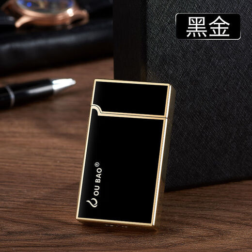 COOLMAX清脆朗声双火打火机钢音红焰防风转明火充气打火机男士刻字礼物 银拉丝【B826朗声款】 1支 +200ML大瓶气体