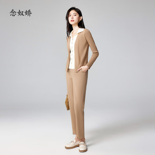 
Niannujiao 2023 summer style shopping mall same style trousers for women nine-point straight pants cigarette pants for women thin and breathable camel-67.9% nylon blend CNT3881 XL[130-145Jin[Jin equals 0.5 kg]]