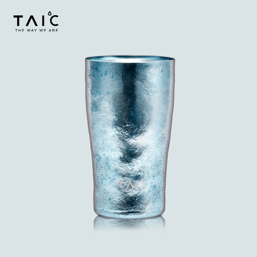 TAIC Titanium pure titanium beer cup double-layer vacuum water cup titanium cup juice cup milk cup coffee cup Hercules cup ultra-light high-end gift cup Hanhai Blue