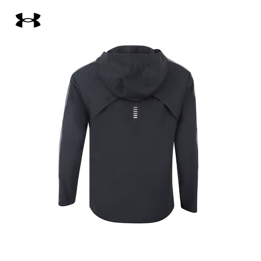 安德玛（Under Armour）男子运动夹克春季弹力梭织面料连帽运动外套1377486 黑色002 L