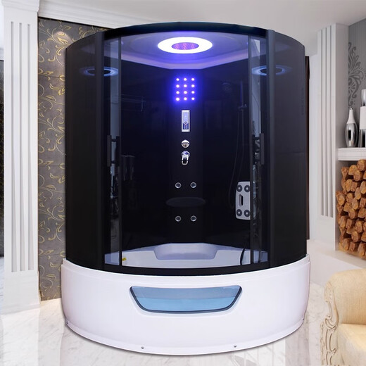 Wulang Machinery (can be installed on the door) shower room bath shower room with bathtub bathroom bathroom sauna room integrated bathtub 90*90*215cm black transparent no steam