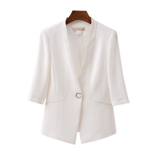 Wuwo con traje de alta gama Traje de traje de traje para mujeres vestido de correa interna Temperamento de verano femenino falda exterior delgada 9711 chaqueta blanca + vestido verde l