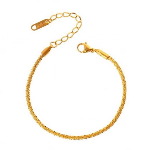 Fat Donglai's same 18K gold baby's breath anklet new style 24K yellow l gold women's 999 plain gold 3D hard gold chain baby's breath anklet