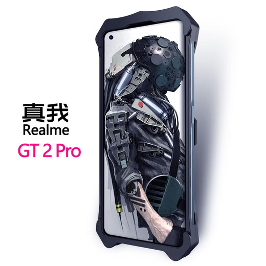 Long Qi Realme Realme GT2Pro Case de teléfono móvil anti-Fall Realme Realme Gtneo5SE Caso protector Full Metal Frame Custom Custom Custom Gt5Pro Refiring RMX3888 Iron Shell Man Realme GT2 Full Metal-Thor: Negro: negro