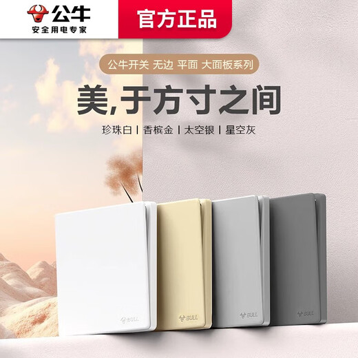 公牛公牛开关插座墙大板无边框五孔一开双控六孔三孔空调86型暗装白色 错位五孔