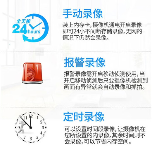 索德曼无需无线wifi网络家用摄像头手机远程监控器360度无死角带夜视全景语音高清旋转语音对话室内云台 无费用无需网络双镜头画面超清版 30天全天循环录像卡