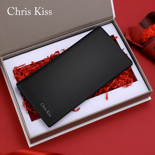 
CHRIS KISS wallet men's genuine leather long multi-card card bag head layer cowhide change wallet gift box birthday gift 8602006-3 [counter gift box]