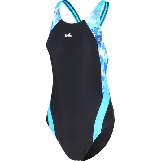 Yingfa children's swimsuit one-piece swimsuit training competition racing little girl swimsuit single-layer breastless pad medium-sized girls swimsuit 679-1 black and blue 3XL (reference weight 100-115 Jin [Jin equals 0.5 kg])