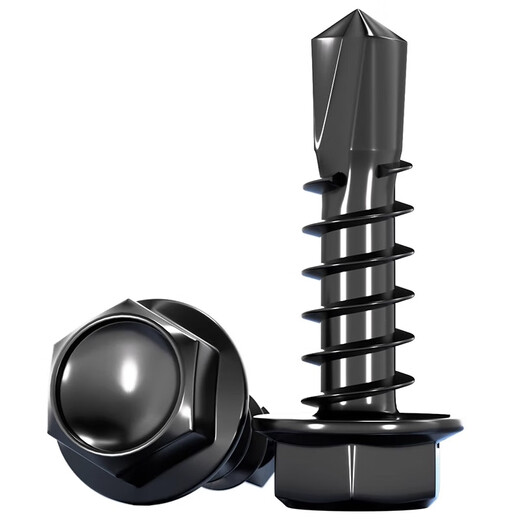 Fengji black 410 stainless steel external hexagon drill tail screw dovetail nail color steel tile self-tapping self-drilling nail MM4.2M4.8M5 black 410 M6.3*19-50 pieces