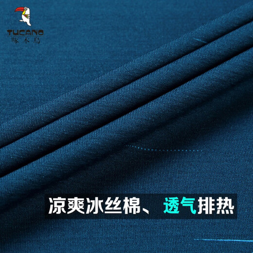 Woodpecker (TUCANO) 2025 summer short-sleeved T-shirt for men in summer lapel with pocket middle-aged and elderly ice silk POLO. Shirt daddy suit 753 tic toe [blue] [short] 4XL 190/A Recommended 180-200Jin [Jin equals 0.5 kg]