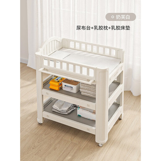 贝比维娃babyviva婴儿尿布台宝宝抚触护理台婴儿床可移动新生儿洗浴喂养台收纳柜 尿布台+垫+枕+6个收纳+3个挂盒