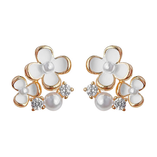 Xingluo Xueluo Gardenia pure white flower ear clips for women without piercing earrings for women sweet temperament painless mosquito coil ear clips a pair of mosquito coil ear clips (without pierced ears)