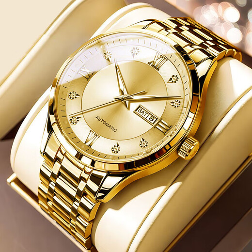 MOVIMIENTO AUTOMÁTICO QUARZ MENSURA Men's Gold Doble Calendario Doble Calendario Luminoso Moda de cuarzo de alta gama Moda 838 Ajuste de batería de caja dorada completa