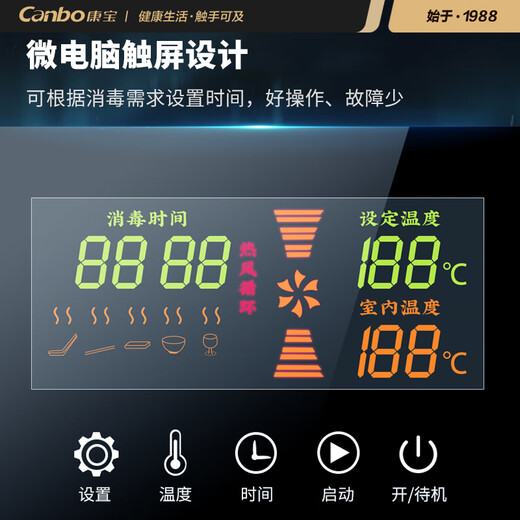 康宝（Canbo）商用消毒柜 二星级高温消毒 热风循环 学校餐厅酒店食堂后厨消毒柜 大型大容量不锈钢消毒碗柜 XDR880-GFT1【880升】推车款