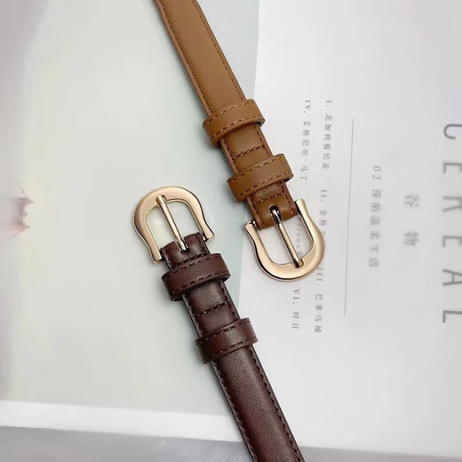 Sharon Duo thin belt for women, retro Hong Kong style pin buckle belt, women's decorative jeans belt, student military training, no punching, black 105*1.8cm