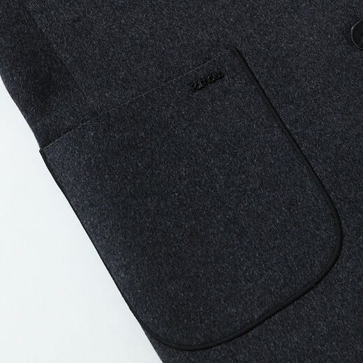 Fazeya恒源祥集团桑蚕丝中山装立领西服男羊毛呢外套修身商务休闲爸爸装 黑色（三颗扣） XL (180) （建议140-160斤）