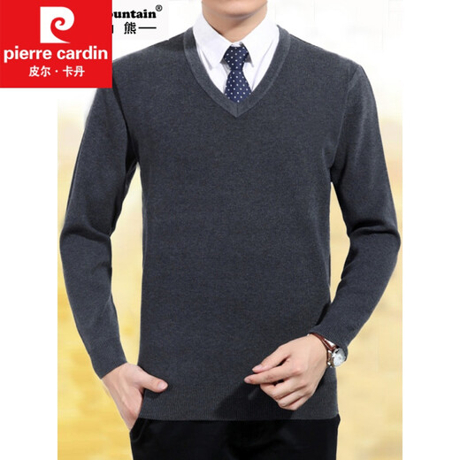 Pier Cardin Herbst- und Winterrunde Hals Pullover Herrenanzug Basis Strick-Pullover Hühner Herzkragen Business Formale Tragen lässiger Herrenkleidung A30-3888 [v] Schwarz 2xl 180