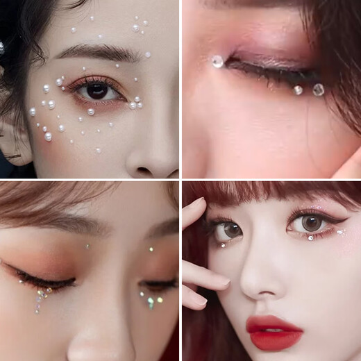 Mengkeduo diamond face makeup stickers diamond jewelry eye makeup bright diamond tear mole diamond rhinestone face makeup stage makeup stickers colorful water drop round