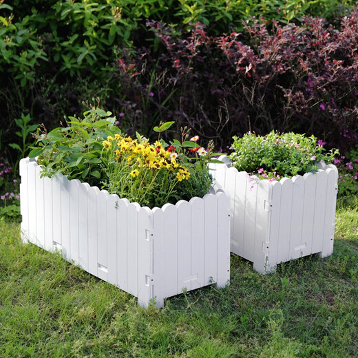 Flower box outdoor courtyard balcony vegetable planting plastic anti-corrosion flower trough extra large rectangular fence custom planting box white length, width and height 96*35*30cm