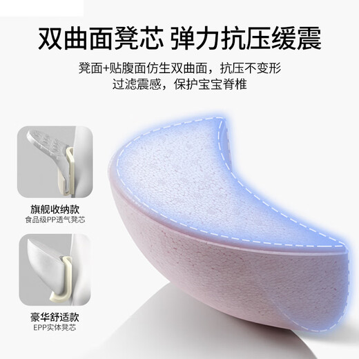 Budou mother baby waist stool in summer breathable baby stool waist protection front hug style four-season strap baby holding artifact, ancient blue four-season storage model [storage stool core]