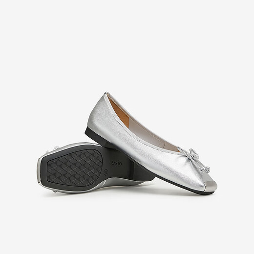 Mejores 24 Autumn Fashion Bow Square Head Light Mouth Spote Single Women's Single A4502CQ4 Plata 37