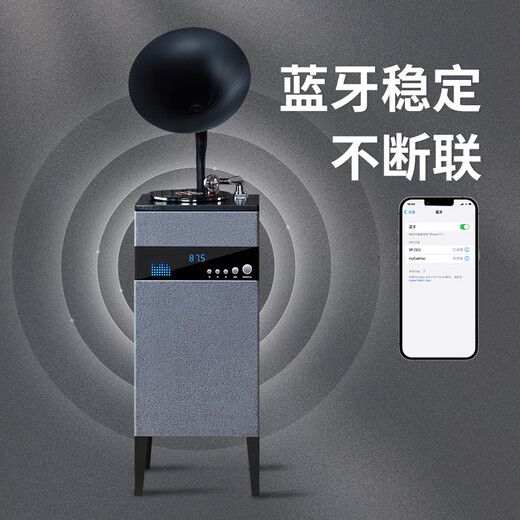 Fantasy Poetry Gramophone Living Room Study Italian Style High-end Retro Vinyl Large Speaker Floor-Standing Record Player Bluetooth Modern Audio Dark Gray SP1502