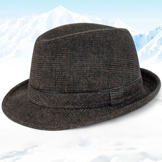 Douqian Top Hat Men d'âge moyen et âgé papa automne et chapeau d'hiver laine chaude shanghai gentleman britannique grand-père gris foncé 56 cm
