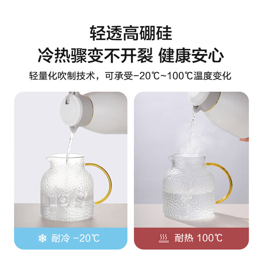 Made in Tokyo, cold kettle, high borosilicate glass tea water separation, heat-resistant and high-temperature resistant cold kettle, tea cup, large capacity 1.8L