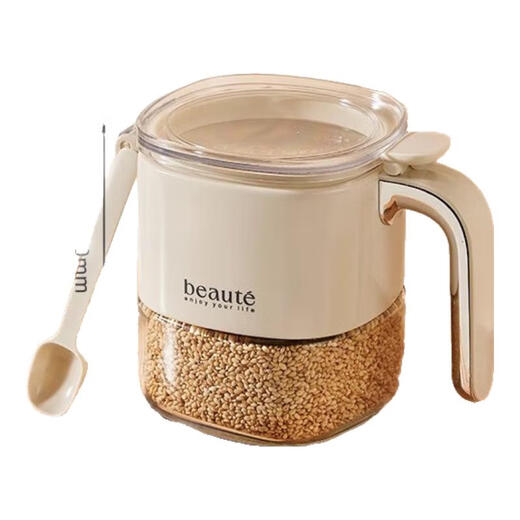 YOUQIN seasoning box home kitchen high-end light luxury salt shaker seasoning bottle set combination storage box sealed seasoning jar lava ash 400ml press open lid one pack