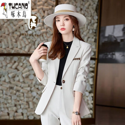 Woodpecker (TUCANO) Brown Suit Women's 2026 Spring and Autumn New Fashion Temperament High-end Professional Suit Jacket Women's Work Clothes Suit + Pants Color Contact Customer Service Notes L Recommendation 102-114 Jin Jin equals 0.5 kg
