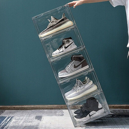 Minghuitong shoe box fully transparent shoe box acrylic plastic AJ basketball shoe storage box dust-proof shoe cabinet anti-oxidation shoe rack shoe cabinet small three-sided transparent 1 pack