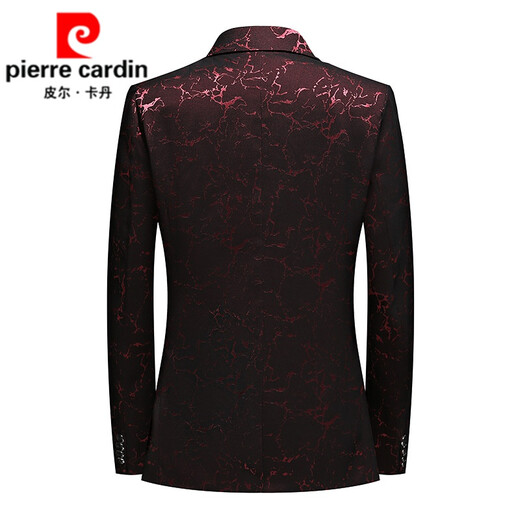 Pierre Cardin autumn new 2025 autumn new casual suit men's slim fashion business dark floral suit popular print blue LQ-607 XXL