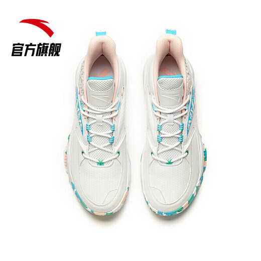 Anta Lingji basketball shoes men's practical trend contrasting color basketball shoes basketball shoes practical combat boots Anta white/chloro blue/baby powder-3 8 (men's 41)