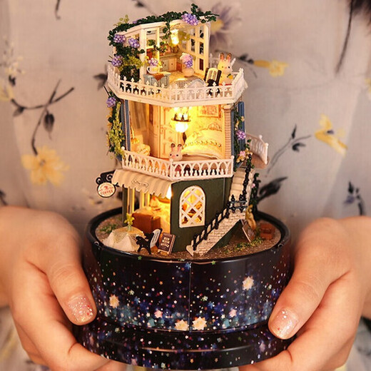 我の屋DIY旋转八音盒星梦奇缘手工制作水晶球生日礼物男友女孩儿童玩具