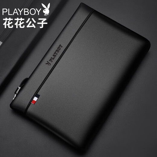 花花公子（PLAYBOY）男士手包大容量钱包商务休闲手拿包男包多功能信封包手抓包手夹包 时尚黑色【大容量】