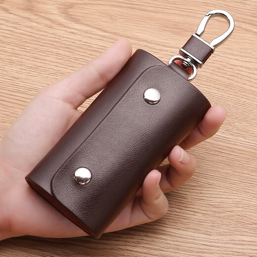 MAIWEINI key bag for men's real leather waist hanging keychain for home large capacity women's fashion Korean multi-function car lock key bag black [6 key positions]