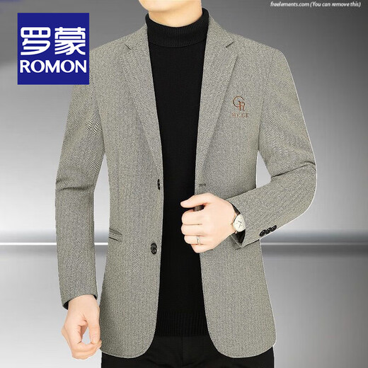 罗蒙（ROMON）西装男士中年小西服男时尚男装春秋装商务休闲外套男衣服夹克男 2017藏蓝色 170(105-120斤穿)